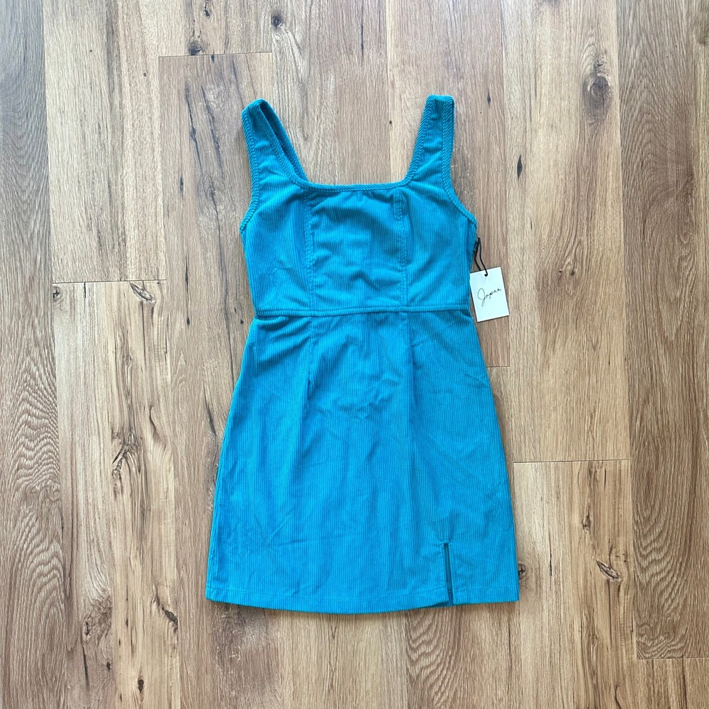 Japna Teal Blue Corduroy Mini Dress New With Tags‎ Women's Small